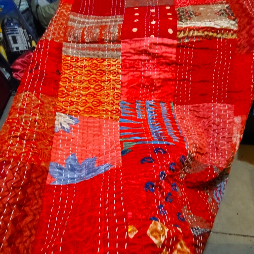 King Indian Silk Patchwork Blanket